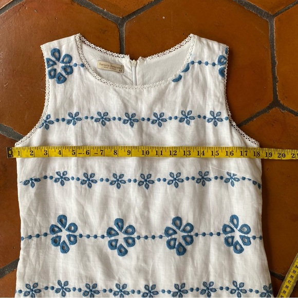 SARTORIA SARACENA MADE IN ITALY Floral Eyelet Linen Women's Shift Dress Medium - Picture 6 of 7